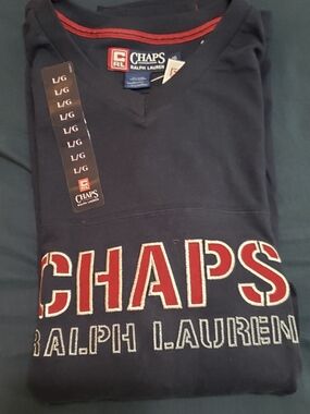 NWT-Ralph Lauren Chaps Navy Sweatshirt with Red Logo Tag